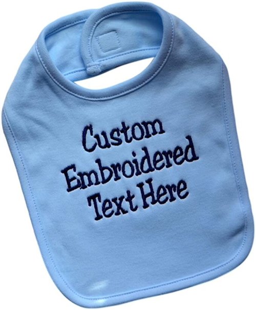 Personalized 100% Cotton Baby Bib Embroidered with Your Custom Text